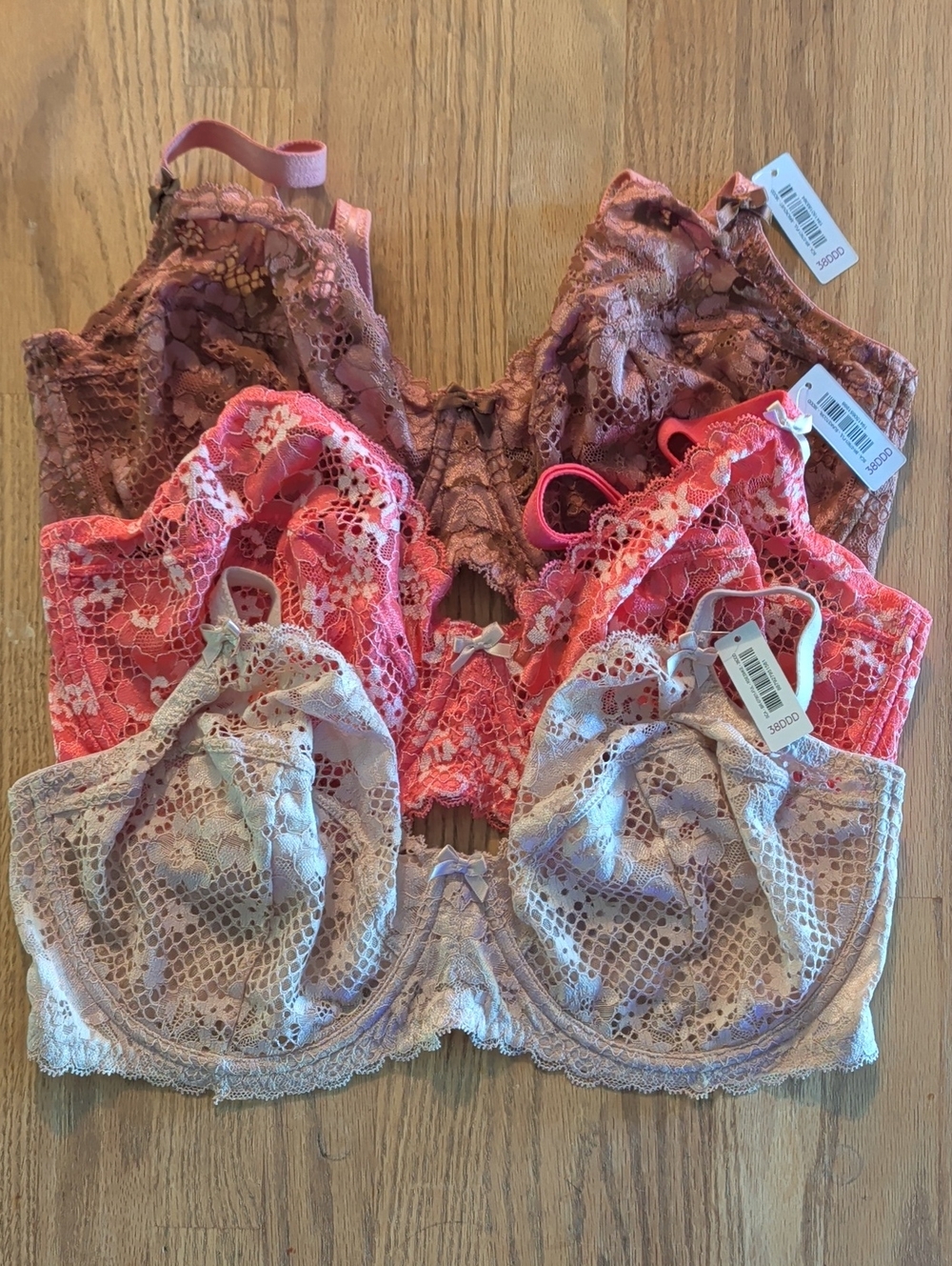 Adore Me 38DDD Pink, Coral & Mauve Bras